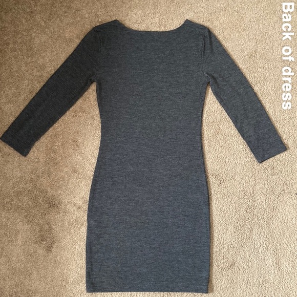 Forever 21 plain dark grey long sleeve form fitting dress, small - Picture 6 of 13